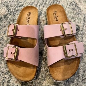 BioGold Pink Double Buckle Sandals